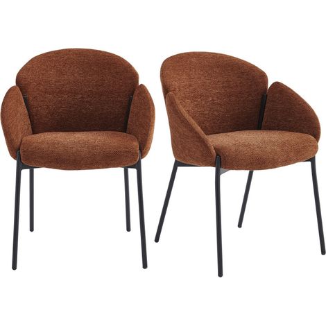 ESTER-Lot de 8 Chaises Noire et métal chêne (1/5)
