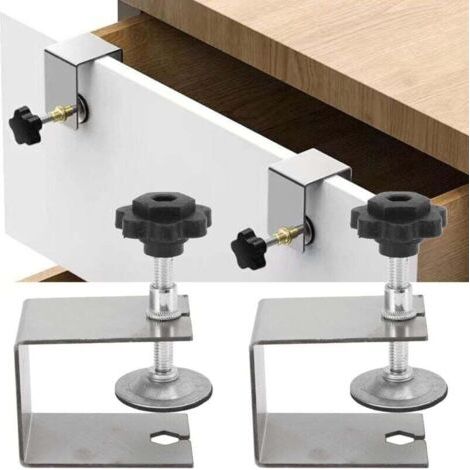 Pinces D'Installation pour Façade de Tiroir, 2 Pinces de Fixation pour Installation de Façade de Tiroir Clips de Fixation pour Façade de Tiroir à Réglage Facile Professionnels, (1/4)