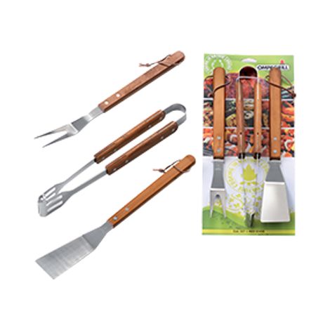POSATE BARBECUE SET 03430 OMPAGRILL - INOX/LEGNO CF=PZ 3 CM 40- 1 confezioni
