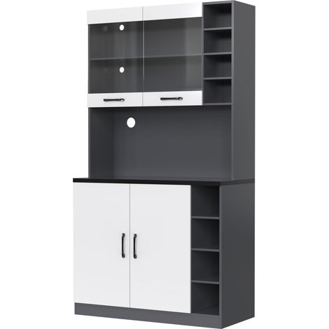 Mueble de cocina 100x47x187 cm MDF gris y blanco con LED y pasacables MODENUIT (1/5)