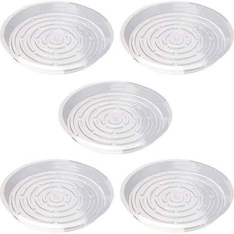 Soucoupes pour pots de fleurs - Dessous de plat pour plantes - Entretien des plantes - Matière PET transparente - Lot de 5 (1/5)