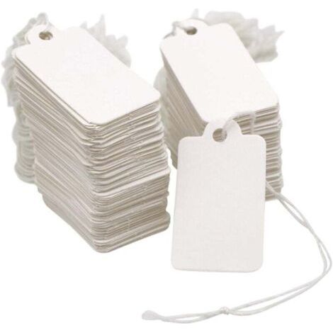 Lot de 500 étiquettes de prix blanches 28mm x 45mm – Étiquettes de marquage pour bijoux et vêtements – Avec ficelle (1/5)