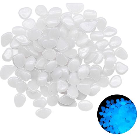 300 Pièces Lumineuses, Galets Brillants Décoratifs Galets Lumineux Cailloux Artificiels Blanc Galets Pierres pour Extérieur Jardin Aquarium Pierres Galets Lumineux qui Brillent Dans Noir(Blanc) (1/5)