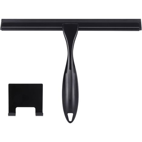 Schwarzer Duschabzieher Abzieher Dusche Edelstahl 25 cm streifenfreier Duschabzieher mit Halterung Badezimmerfensterabzieher Fensterabzieher (1/2)