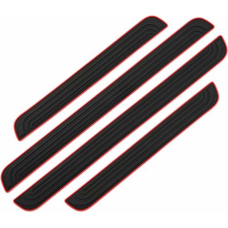 4 protectores de umbral de puerta de coche, adhesivos de goma suave de PVC (negros). (1/4)