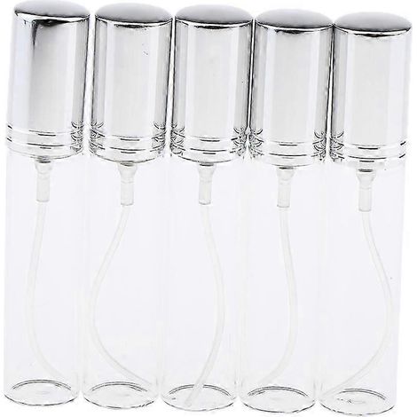 Lot de 5 mini flacons de parfum vides rechargeables de 10 ml pour voyage, avec pompe (multicolore)-Silver (1/5)