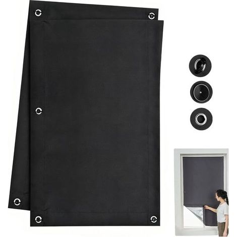 Lotto di 2 tende parasole con ventose 60 x 115 cm – Protezione dai raggi UV e calore – Tenda senza foratura per windows, office e tettuccio – Nero (1/5)