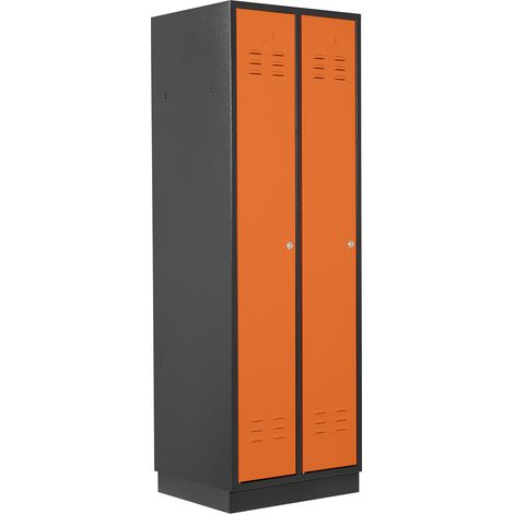 ADB Umkleideschrank / Spind 2-türig, RAL 7016/2008, Anthrazit / Orange, 178x60x50cm (1/5)