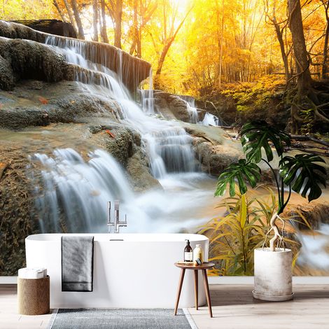Papier peint panoramique - Cascades Automne - 130 cm x 87 cm (1/4)