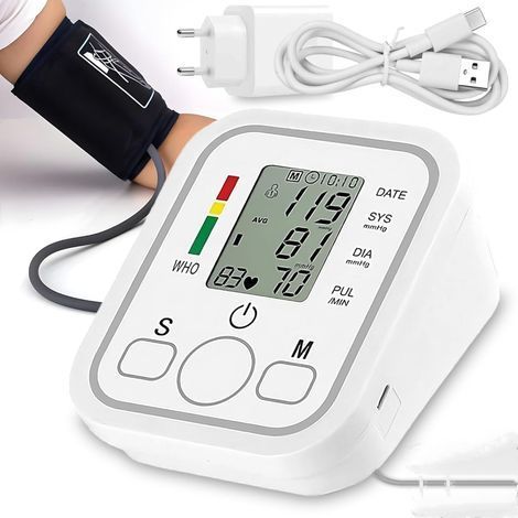 Digital Arm Blood Pressure Monitor with Spanish Voice On/Off Plug and USB Cable (without Battery) Blood Voltage and Heart Rate Monitor - Blood Pressure Monitor with Sleeve and Memory (1/5)
