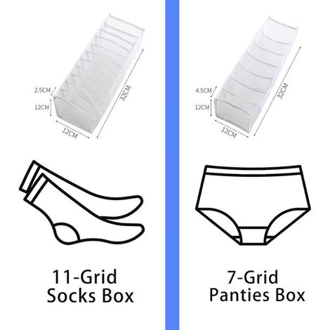 Faltbarer Kleiderschrank-Schubladenorganizer – zweiteiliges Set, geeignet zur Aufbewahrung von Unterwäsche, Socken und Krawatten. (1/2)