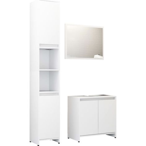 Maison Exclusive - Set Mobili da Bagno 3 pz Bianco in Truciolato