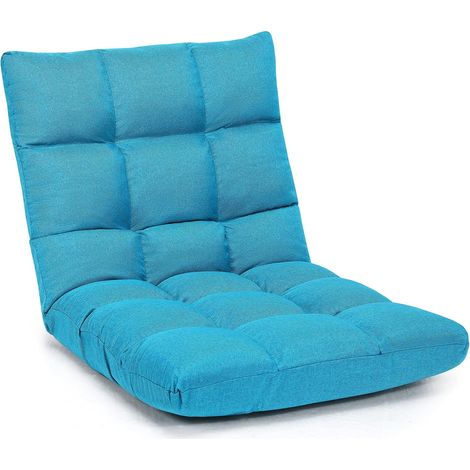COSTWAY Silla de Suelo con Respaldo Ajustable en 14 Posiciones Silla de Piso de Espuma (Azul Claro) (1/5)