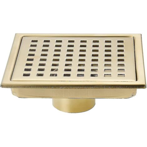 Bonde de douche carrée 6 pouces, finition or brossé, grille avec couvercle amovible, acier inoxydable SUS304 B (1/3)