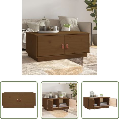 Table basse marron miel - Table basse Marron miel 80x50x35 cm Bois massif de pin (1/5)