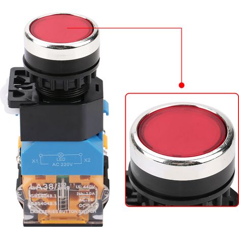 Interrupteur à bouton-poussoir lumineux et autobloquant LA38-11DNZS (1/4)