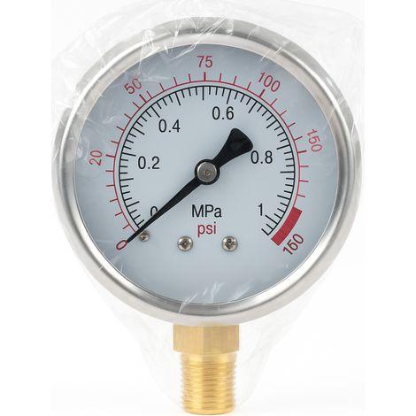 Glycerin-Manometer Kugel 0-10 Bar 1/4'' Druckmessgerät Sanitär und Gartenbau
