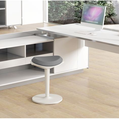 Taburete de oficina ergonómico de plástico gris, regulable en altura, inclinación 5°, 42,5 x 35,5 x 56,5-71,5 cm (1/5)