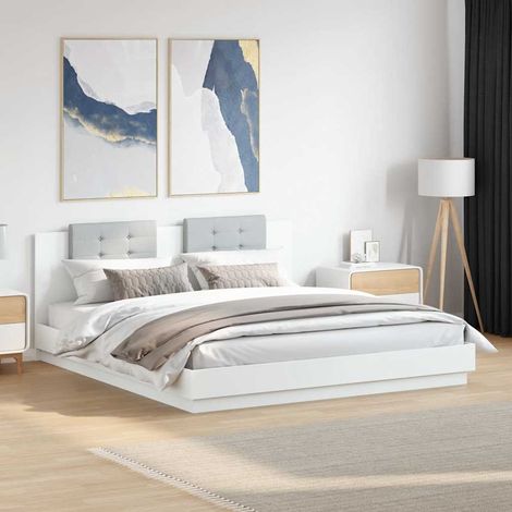 Estructura de cama con cabecero y luces LED blanco 200x200 cm (1/5)