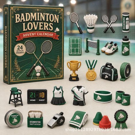 Calendrier sportif 2026, décorations de compte à rebours en acrylique à suspendre (24 jours), cadeau de Noël original sur le thème du sport pour les fans et les collectionneurs