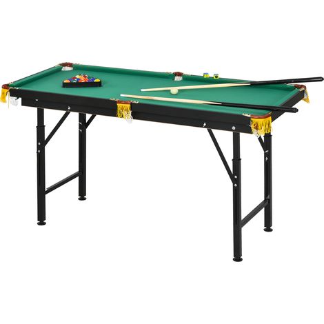 Table de billard pliante réglable en hauteur verte - Triangle 2 queues 16 boules