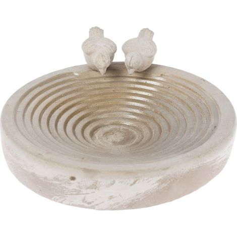 HOMESCAPES Vogelbad / Vogeltränke aus lasiertem Beton, 29.3 x 29.3 x 10.5cm