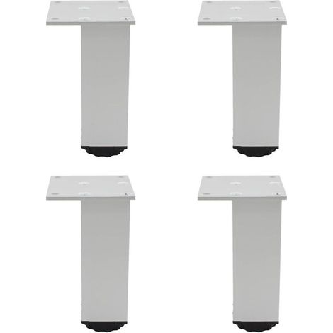 Pieds de meubles réglables en aluminium, lot de 4, pour meubles, canapés et tables, argent, 10 cm (plage de réglage 100-118 mm) (1/5)