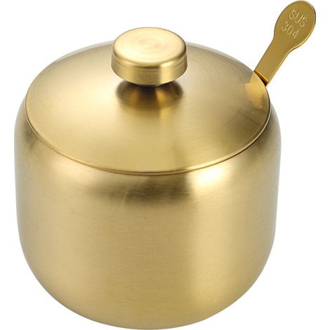 Bocal à assaisonnement en acier inoxydable 304 avec cuillère, pot à épices de cuisine hermétique