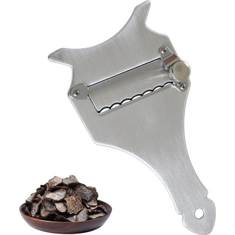 Sollbry 1 Stück Trüffelschneider, verstellbar, gewellte und gerade Klingen, Holzgriff, Käsehobel für Gemüse, Knoblauch, Pilze (1/5)