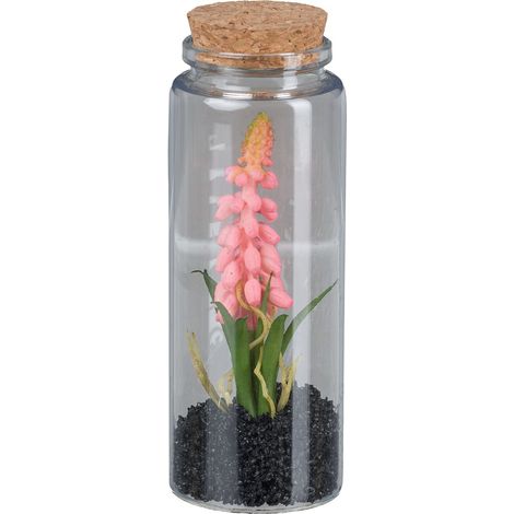 GASPER Muscari im Glas mit Deckel 12,5 cm rosa