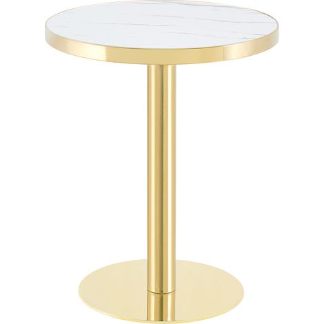 ELVMI Runder Beistelltisch mit Marmoroptik und Rahmen aus goldfarbenem Edelstahl für das Wohnzimmer (1/5)