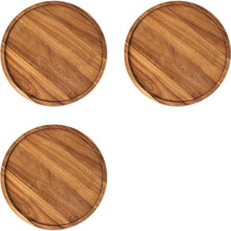 3 bandejas redondas de madera, bandeja de servir de madera, bandeja para servir, tabla para embutidos y aperitivos, organizador de bandejas (1/4)