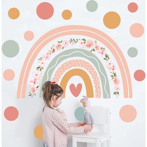 Sticker Mural Arc-en-Ciel - 1 set - Chambre Enfant Fille Décoration (1/5)
