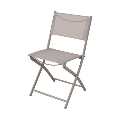 Sedia poltrona pieghevole grigia in ferro e textilene cm.51x46x81h per mare giardino piscina