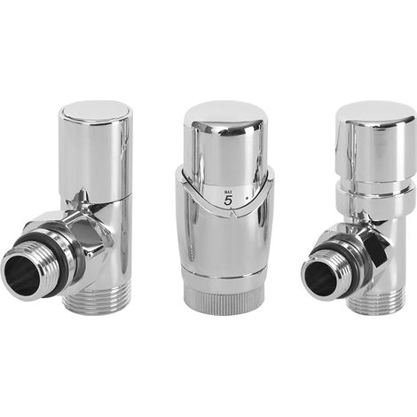 Milano - 3/4" Male Thread Valve and TRV Thermostatic Radiator Valve with 15mm Copper Adapters - Chrome