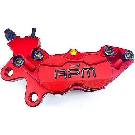Étrier de frein de moto 40 mm, piston P4, pompe de frein axiale pour scooters et motos tout-terrain Honda, Yamaha, Kawasaki, Suzuki (modifiable) - Rouge, côté gauche (1/5)