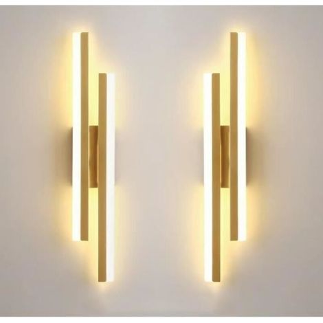 Confezione da 2 applique a LED per interni, 16W, 3 temperature di colore, lampada da parete moderna, per camera da letto, soggiorno, corridoio, scale, oro