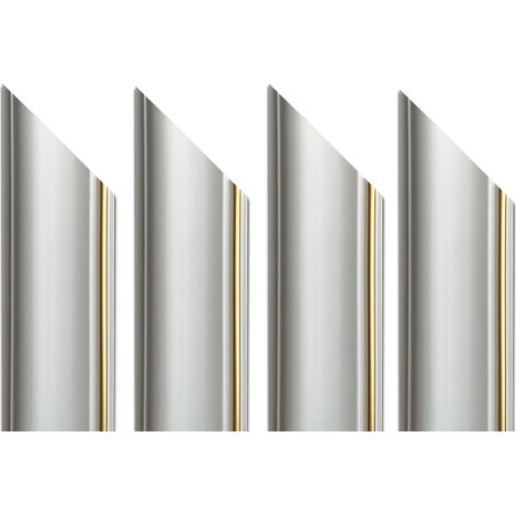 4 barre intere PRETAGLIATE AD ANGOLO per Bugna Boiserie in polimeri linea GOLD (filo oro) bianco Avorio 9010 varie dimensioni-4 barre da 25cm (1/2)