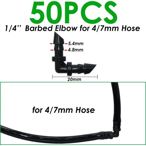 (SPL11-010-50PCS-1/4'') 20 à 100 raccords en T de 6,35 mm (1/4 pouce) pour système d'irrigation goutte à goutte, outils d'arrosage pour tuyaux de 4 mm/7 mm et serres. (1/5)