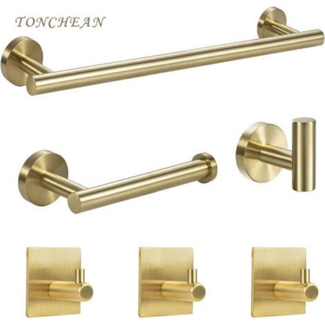 Barres Porte-Serviettes Ensemble 6 Pièces, Barre de Serviettes de Bains, Porte-Serviettes Anneau de Serviette Crochet Acier Inoxydable Porte Serviette Murale Salle de Bain, Argent,Towel rings and rail