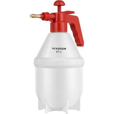 VIVOSON Pulvérisateur à Pression de Jardin 800 ML Compact et Léger avec Buse en Laiton Réglable, pour l'Arrosage des Plantes, Fleurs, Désherbage et Nettoyage, Rouge (1/5)