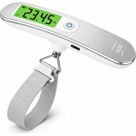 Gepaeckwaage USB-C aufladbar, Kofferwaage tragbar ohne Batterien, Reise-Gepaeckwaage 50 kg digital (1/5)