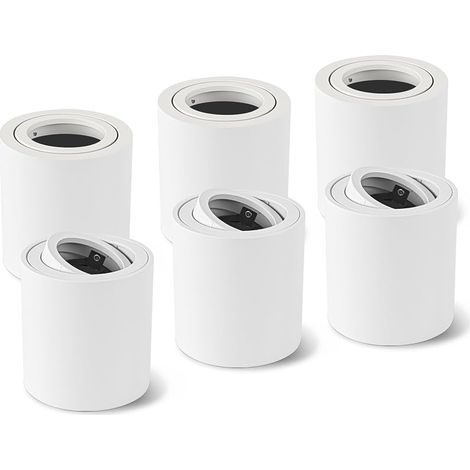 Spots de Plafond GU10 orientable Blanc 6 Pcs, Spot en Saillie 230V Cadre avec GU10 douille LED éclairage plat aluminium rond Ceiling Downlight, Plafonnier salle de bain (1/5)