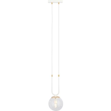Sospensione 1 Luce Crio In Acciaio Bianco Oro E Sfera In Vetro Trasparente (1/5)