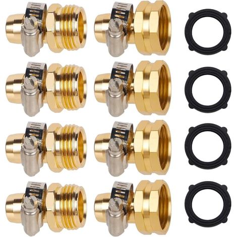 Kit de réparation pour tuyau d'arrosage avec raccord femelle et collier de serrage en acier inoxydable, connecteur femelle, lot de 4. (1/4)