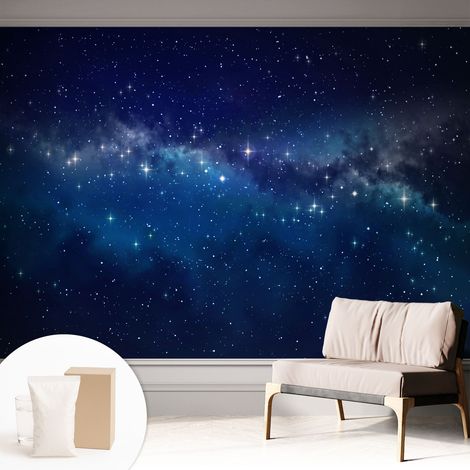 Papier peint intissé pour salon chambre à coucher peint imprimé pour mur - Colle incluse gratuite Nuit étoilée 312x219 cm (1/5)