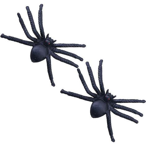20 Stück schwarze Plastikspinnen für Halloween-Dekorationen