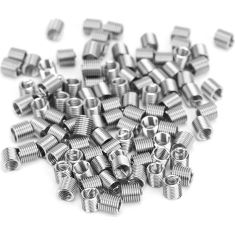 Écrous de réparation acier inoxydable M4x0.72D, jeu de 100 inserts filetés mâle-femelle, outils de réduction et fixation. (1/5)