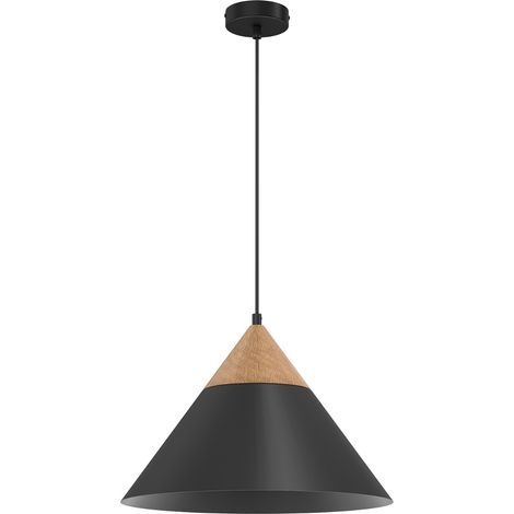 Lampada a sospensione Single nera/legno E27 Luminex
