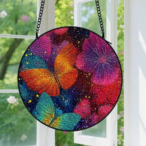 Suspension en vitrail, attrape-soleil élégant minimaliste, décoration maison jardin, cadeau Fête des Mères, Fête des Pères pour femme, homme 12,5 cm (1/5)